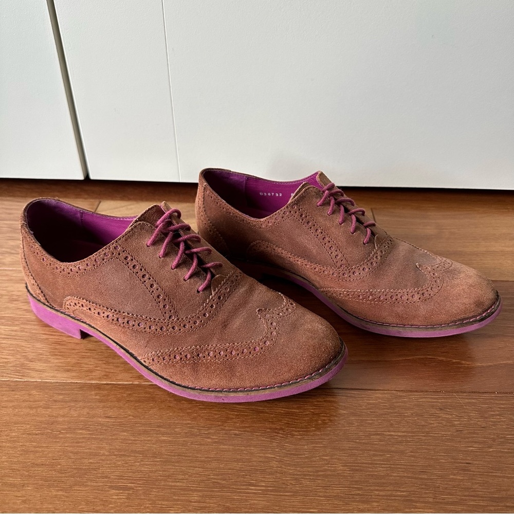 Cole Haan Suede Oxford Brown and Pink Size 8 1/2 B